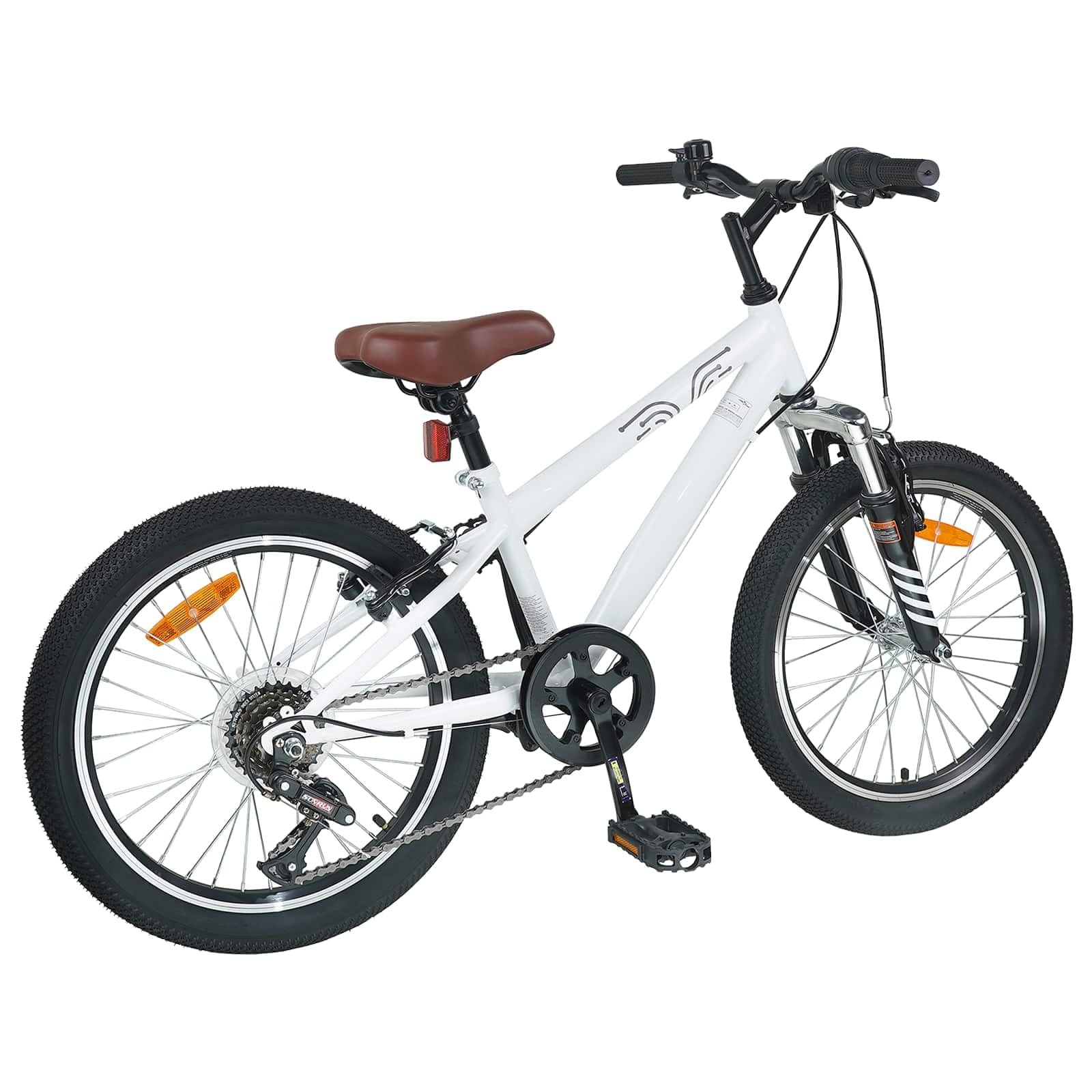vidaXL Vélo de Montagne 24 Pouces 6-Vitesse pour Les 8-12 Ans Blanc, Vélo de Montagne Dynamique, siège réglable, Parfait pour Les sentiers, Aventures Multi-Terrain, balades urbaines