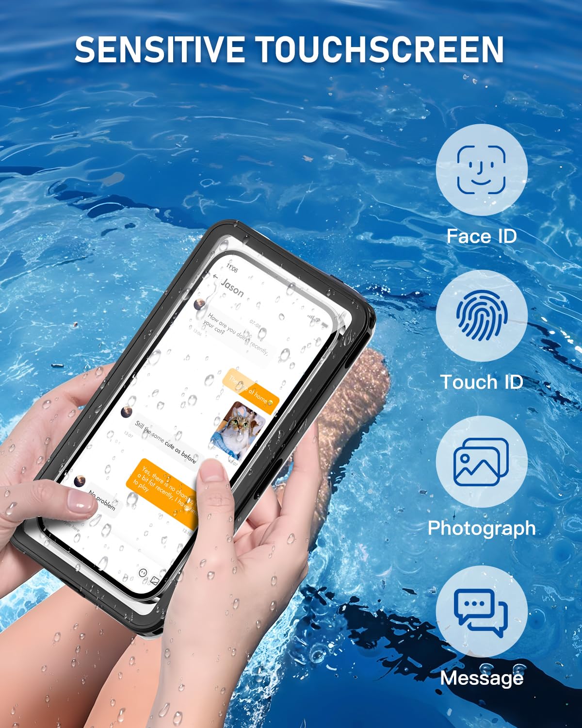 Funda impermeable para teléfono, IPX8 impermeable para artículos esenciales de playa y esnórquel, funda impermeable para teléfono con cordón, funda universal de hasta 6.9 pulgadas para iPhone