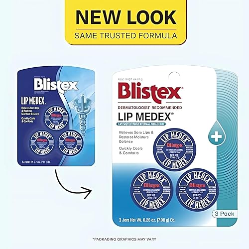 Miniatura 4 de Blistex Lip Medex, 0.25 onzas, 3 unidades, alivio medicado con enfriamiento inmediato, calma y protege, hidratación avanzada, restaura el equilibrio