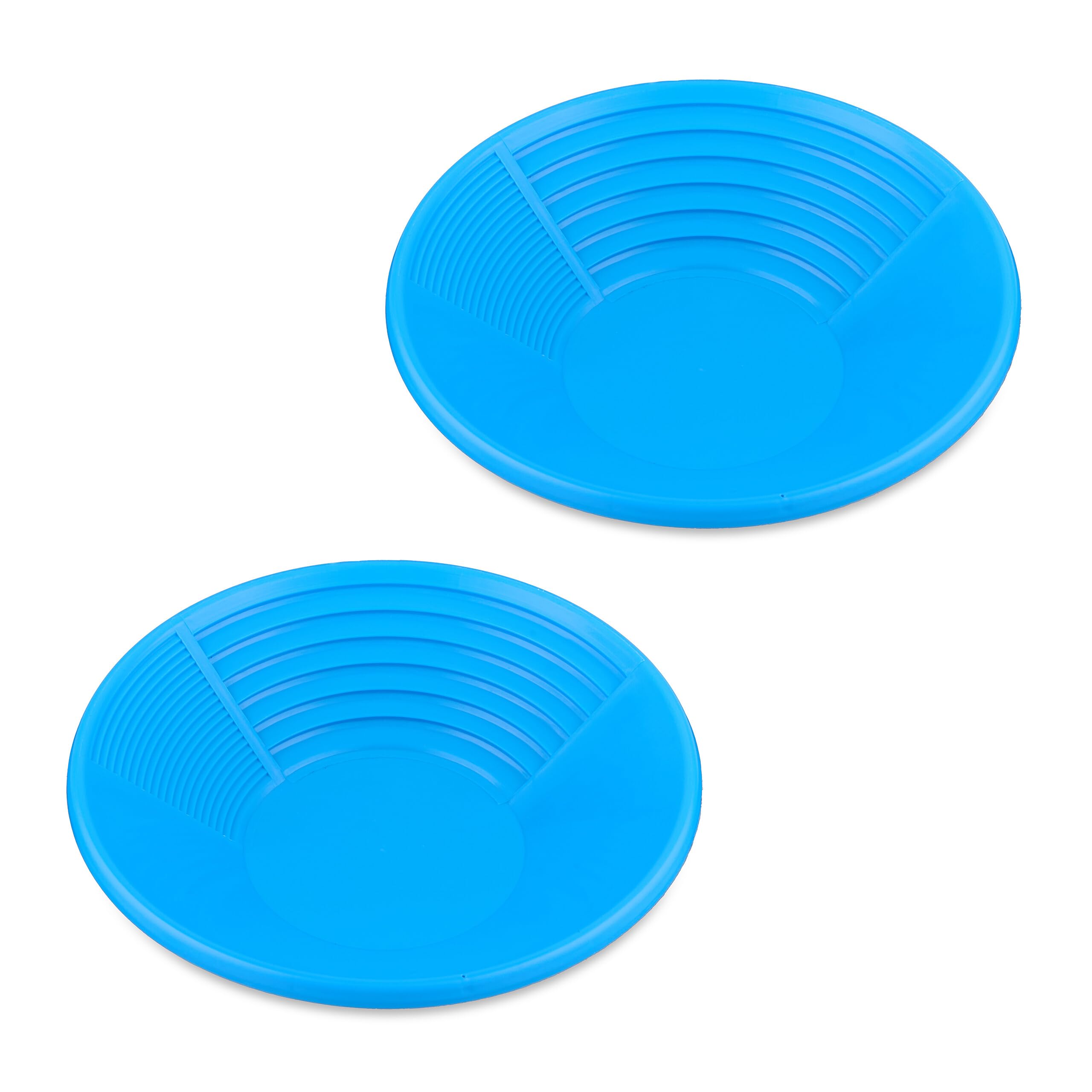 Relaxdays Set 2 Setacci per Oro, Kit Metal Detector Cerca Metallo, Batea Fiume, Gold Pan HxD: 8 x 38 cm, Plastica, Blu