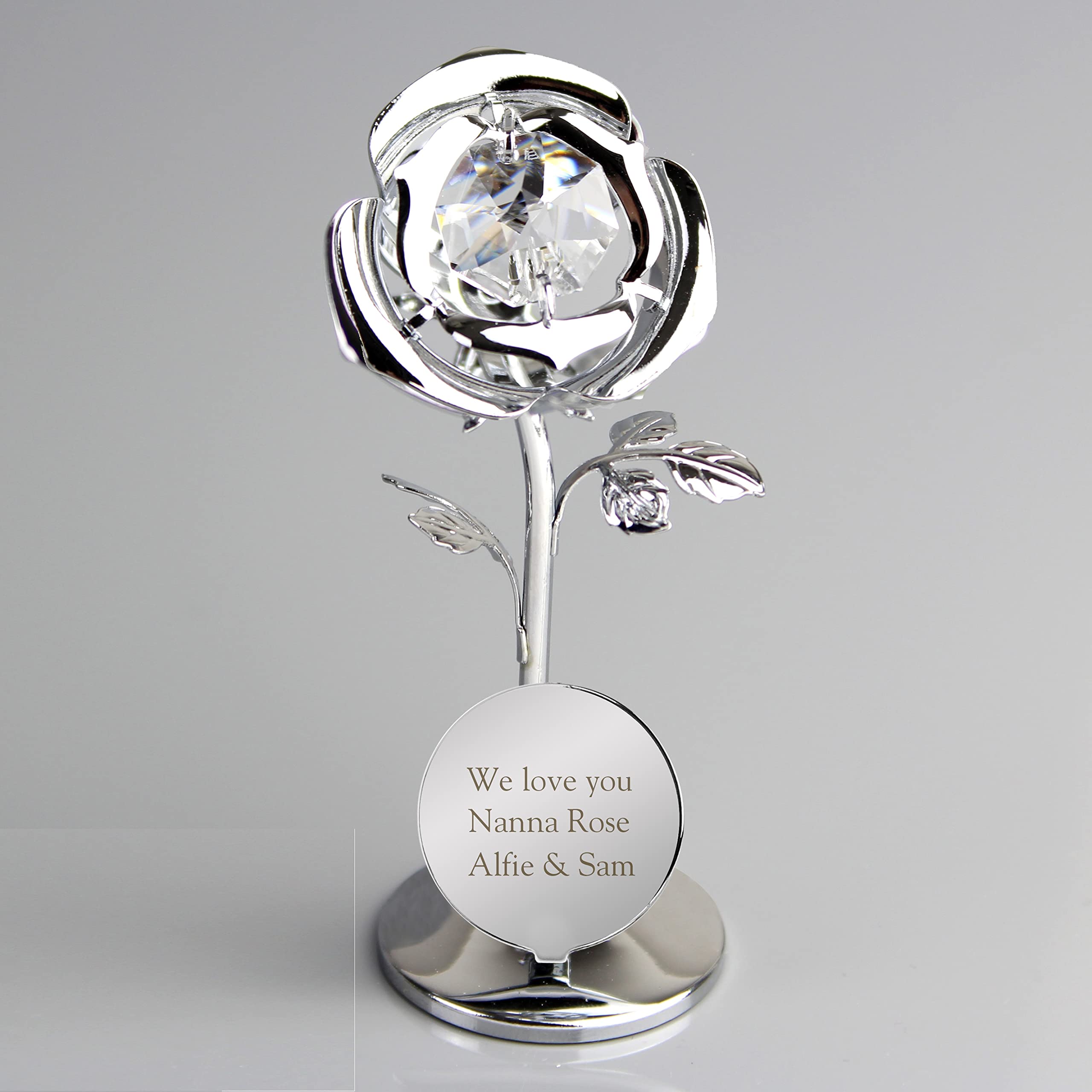 Custom Personalised Free Text Crystocraft Crystal Rose Ornament. Mothers Day, Birthday, Valentines Day