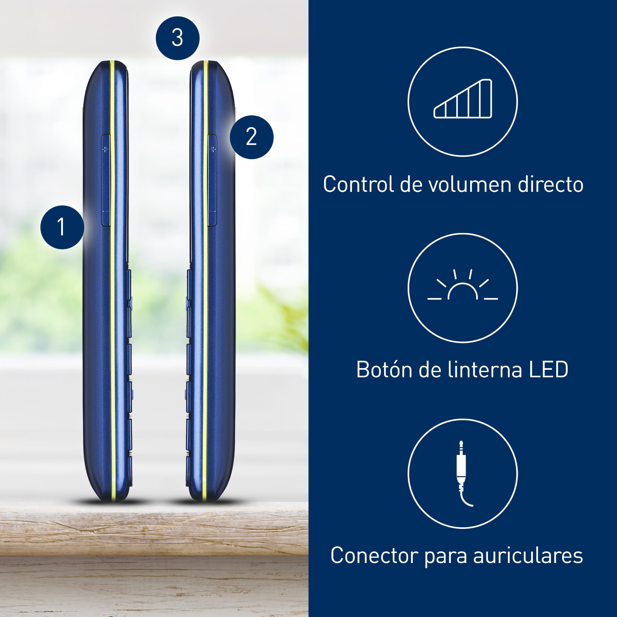 Panasonic KX-TU155EXCN 2G Teléfono Móvil para Mayores, Llamada Prioritaria, Teléfono con Botones Grandes, Compatible con Audífonos, Bluetooth, Radio FM, Cámara, Base de Carga, Azul