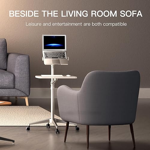 Miniatura 7 de Omhuzsyo Escritorio portátil con ruedas para laptop, con ajuste de altura que puede soportar una estación de trabajo de pie para computadoras y