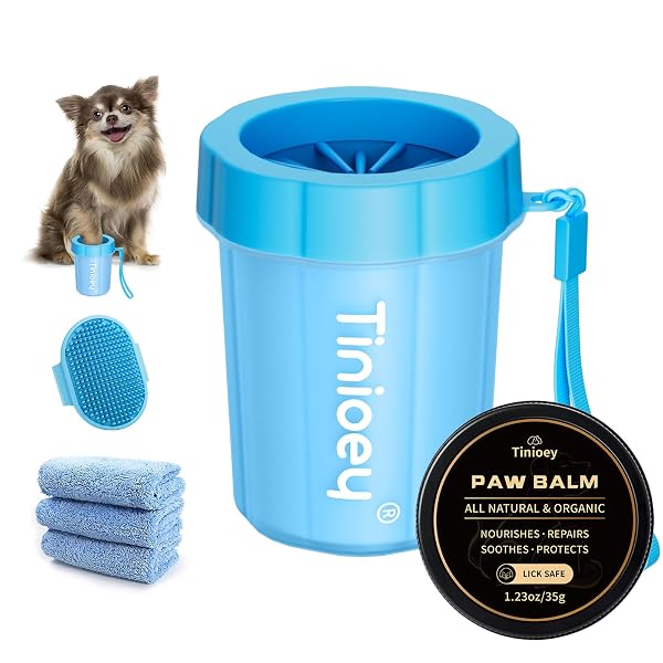 Dog Paw Cleaner for Large Dogs (with 3 Towels & Dog Bath Brush), Dog Paw Washer, Paw Buddy Muddy Paw Cleaner, Pet Foot C