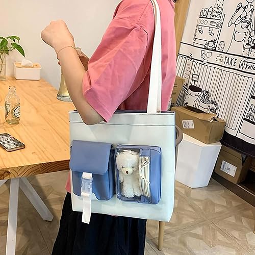 Miniatura 6 de Mochila Kawaii de 5 piezas, bolsa deportiva estética de 17 pulgadas con bonita mochila, bolsa de hombro, caja de lápices, bolsa de mano, bolsa