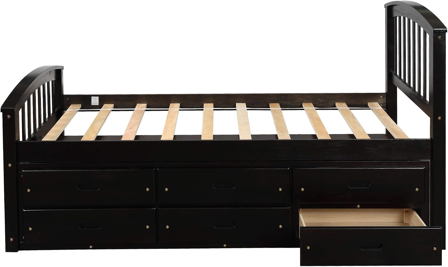 Merax Twin Size Daybed with 6 Drawers, Twin Size Platform Bed, Storage Bed Frame, No Box Spring Required, Espresso