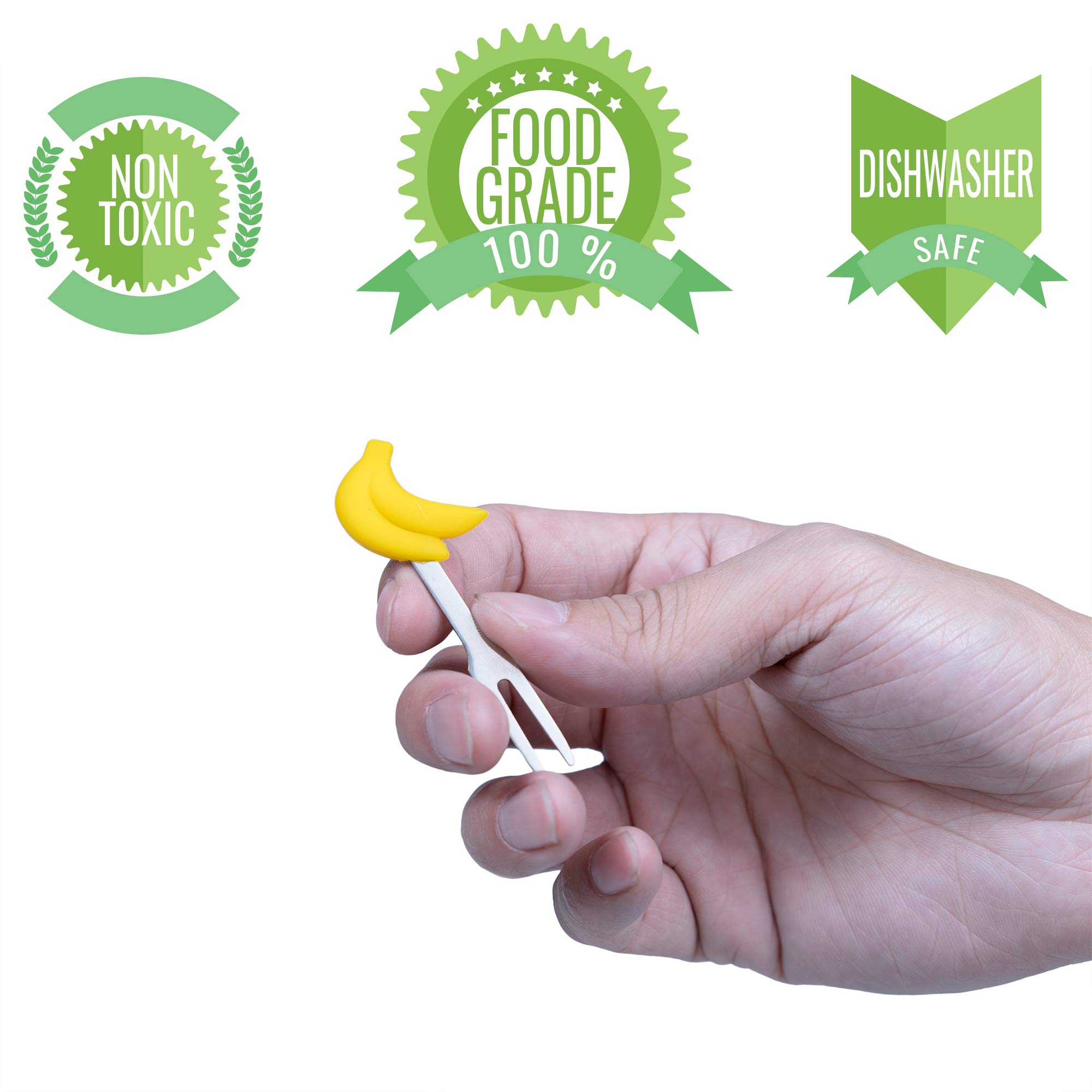 Cocktail Forks, 6-Piece Appetizer Forks, Fruit Shapes, Stainless Steel and Silicone Small Forks for Fruits, Cheese, Appetizers — Amazon image 6