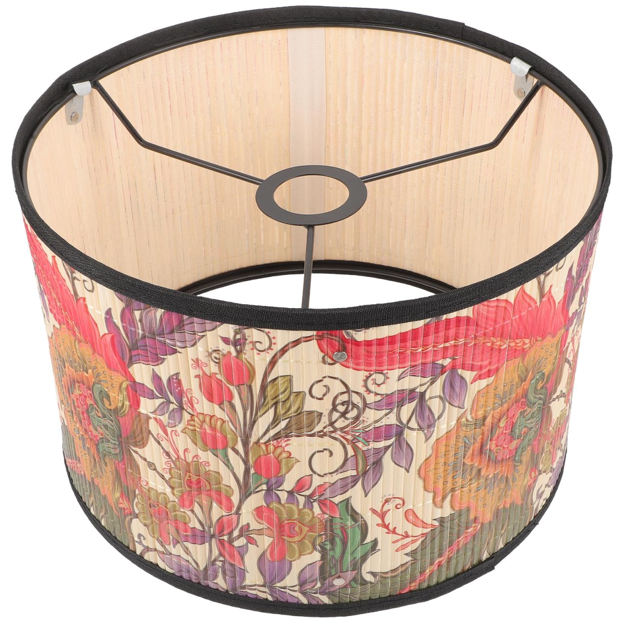 DOITOOL Paralume in Bambù 12 Pollici Con Design Stampato Floreale Paralume Per Lampada Da Tavolo Soggiorno Camera Da Letto Sala Da Pranzo Decorazione Interni Naturale Elegante