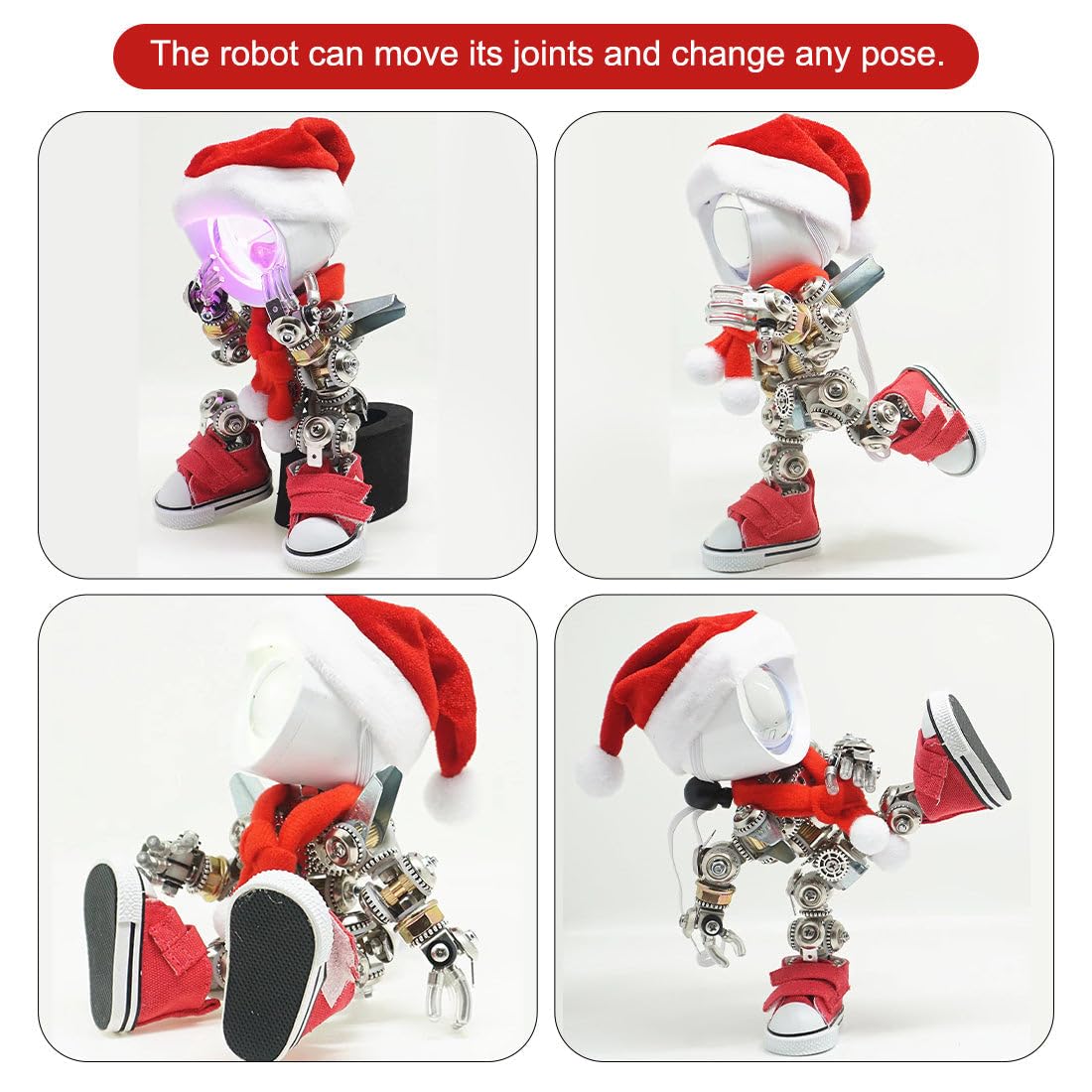 Metalkitor Metalowe puzzle 3D dla dorosłych, zestaw do modelu Santa Mecha Po, ozdoba biurka, steampunk, DIY, łamigłówka montażowa, idealna dekoracja pokoju, 366 szt. (z podstawą)