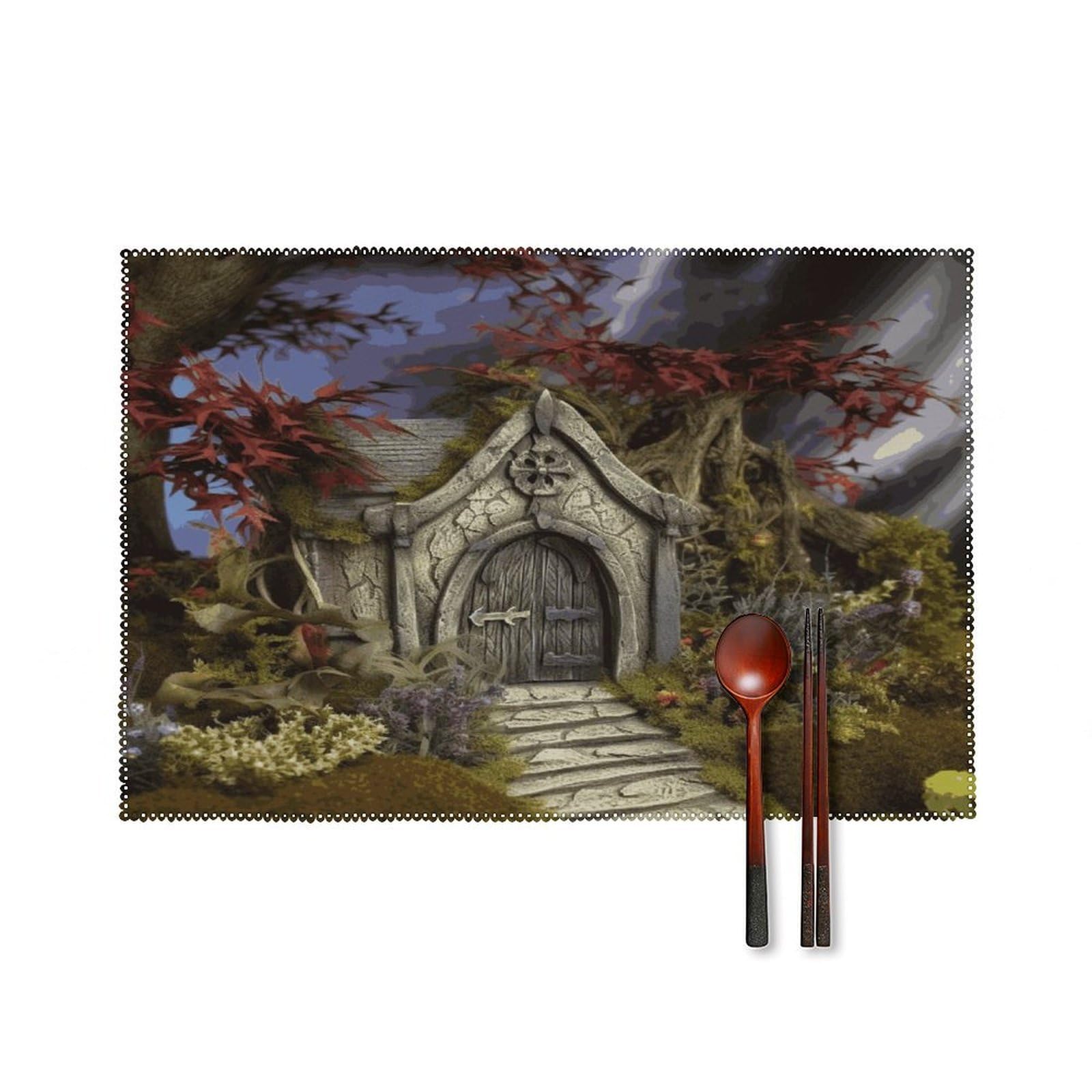 Fekiloot Style Gothic Fairy Garden Placemats Set Of 6,Table Mat