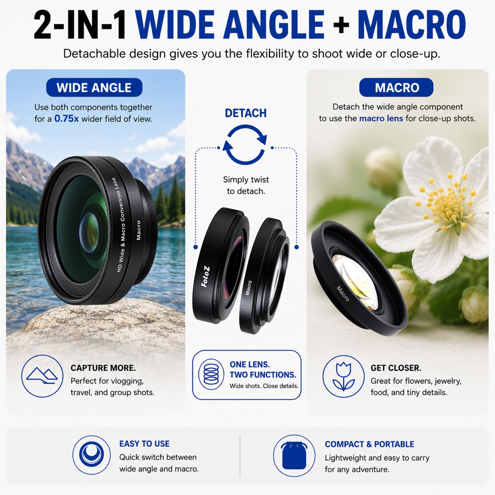 Amazon.co.jp: FotoZ 40.5mm 0.75倍 広角コンバージョンレンズ Sony ZV