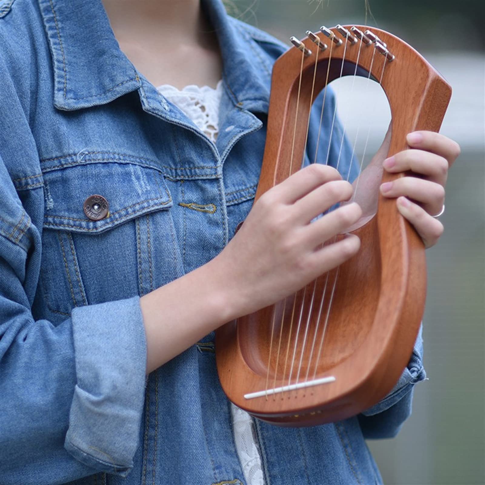 arpa lira 7 Cuerdas Lyre Instrument Harps Kit Wooden Lyre Harp Strings Caoba Con Bolsa De Transporte