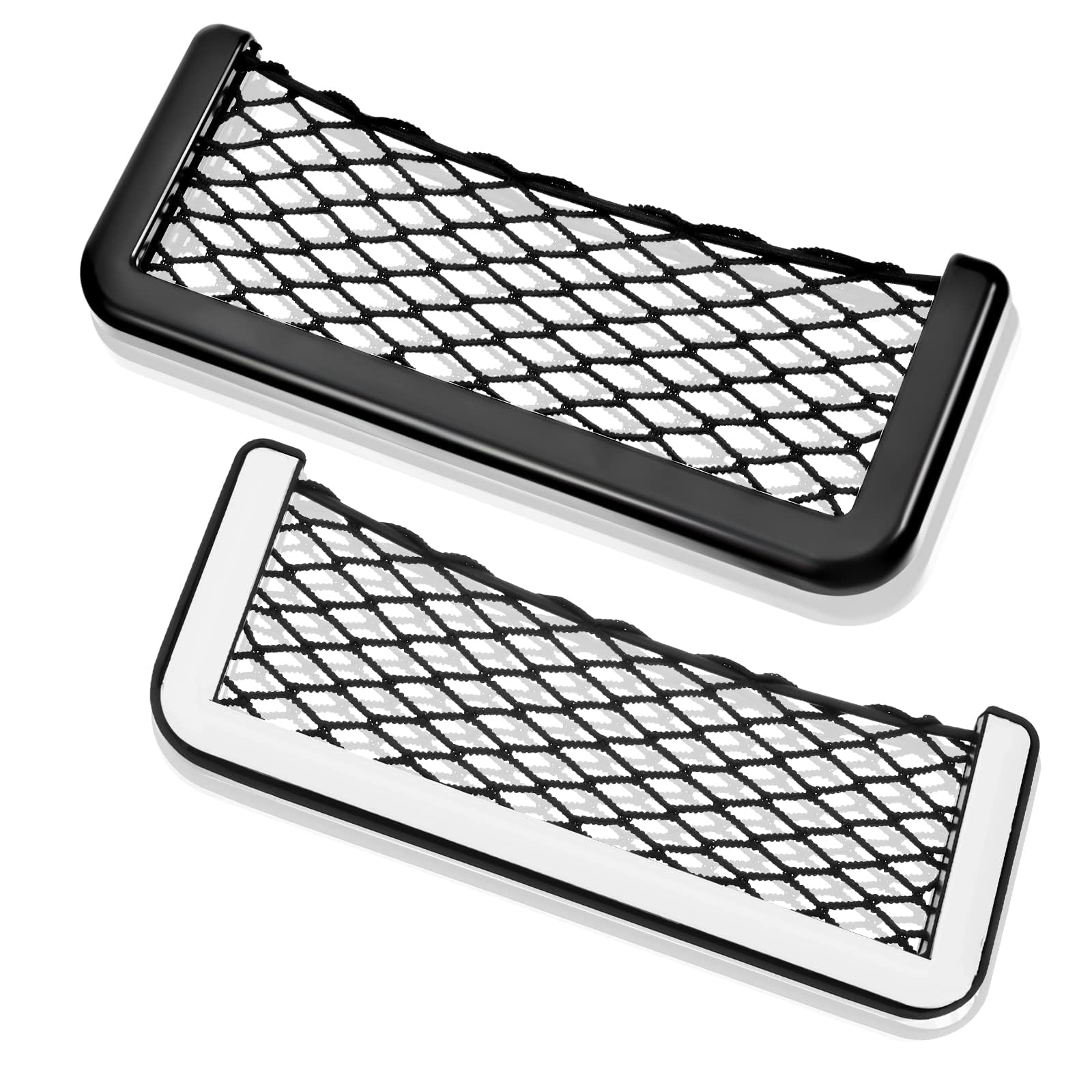 Edtech2 Pieces ABS Plastic Frame Car Storage Net Bag Pocket Phone Car Mesh Net Holder RV Storage Boat Cargo Pocket Organizer Framed Mesh Net Pocket with Screws for Auto RV Net