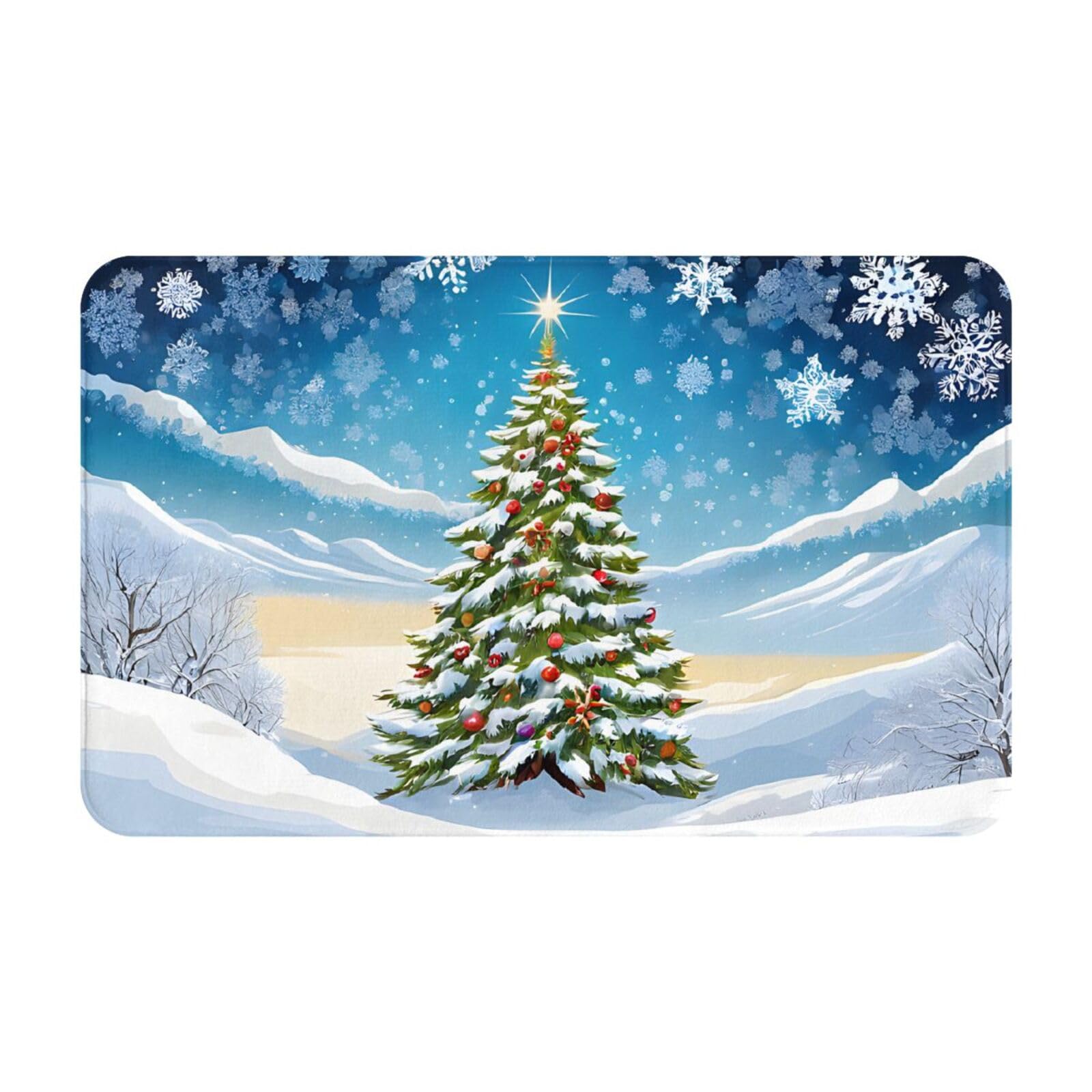 Christmas Trees Print Living Room Bathroom Kitchen Anti Slip and Absorbent Carpet, Indoor Entrance Door Muddy Floor Mat, Ultra Soft Washable Carpet 21x31.5 Inches