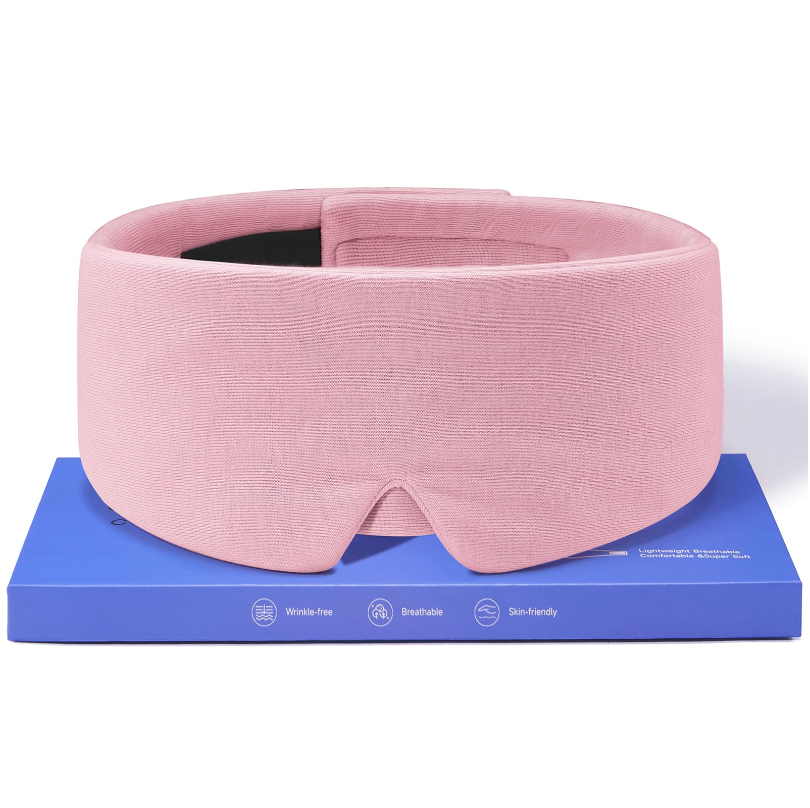 Umisleep Utral-Comfortable & Soft Sleep Mask, Light Blocking Modal Cotton Eye Mask for Sleeping, Adjustable Blindfold for Side Sleepers, Breathable Eye Covers with Wide Band for Women & Men (Pink)