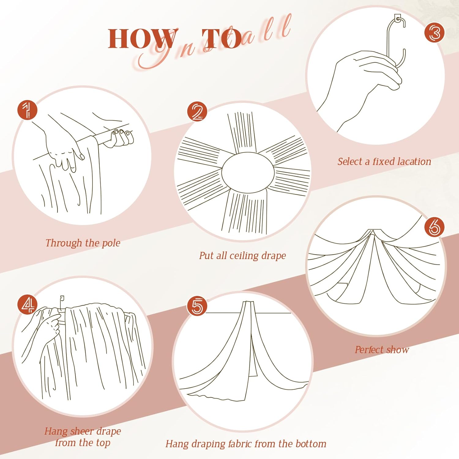 8 Panels Ivory Ceiling Drapes for Wedding Ceiling Drapes 5ftx30ft Wedding Arch Draping Fabric Premium Polyester Ceiling Drapery Draping Decorations for Party Ceremony Stage