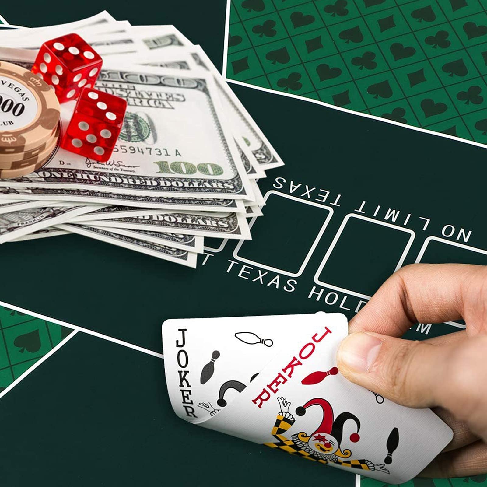 Tapis De Poker SaiDuoDuo Pliable – Caoutchouc Pro – 10 Joueurs – Rouge – Taille S/M/L