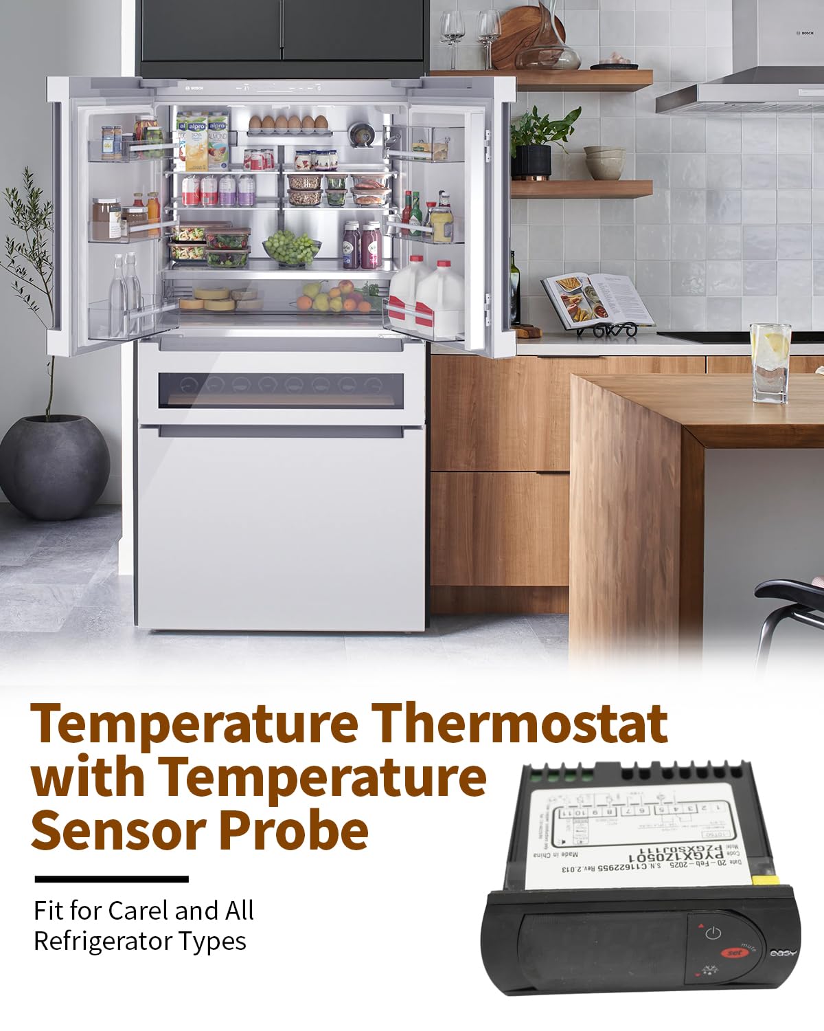 PZGXS0J111 - Termostato di temperatura con sonda sensore di temperatura, 115 V, compatibile con Carel e tutti i tipi di frigorifero (confezione pronta per i tecnici)