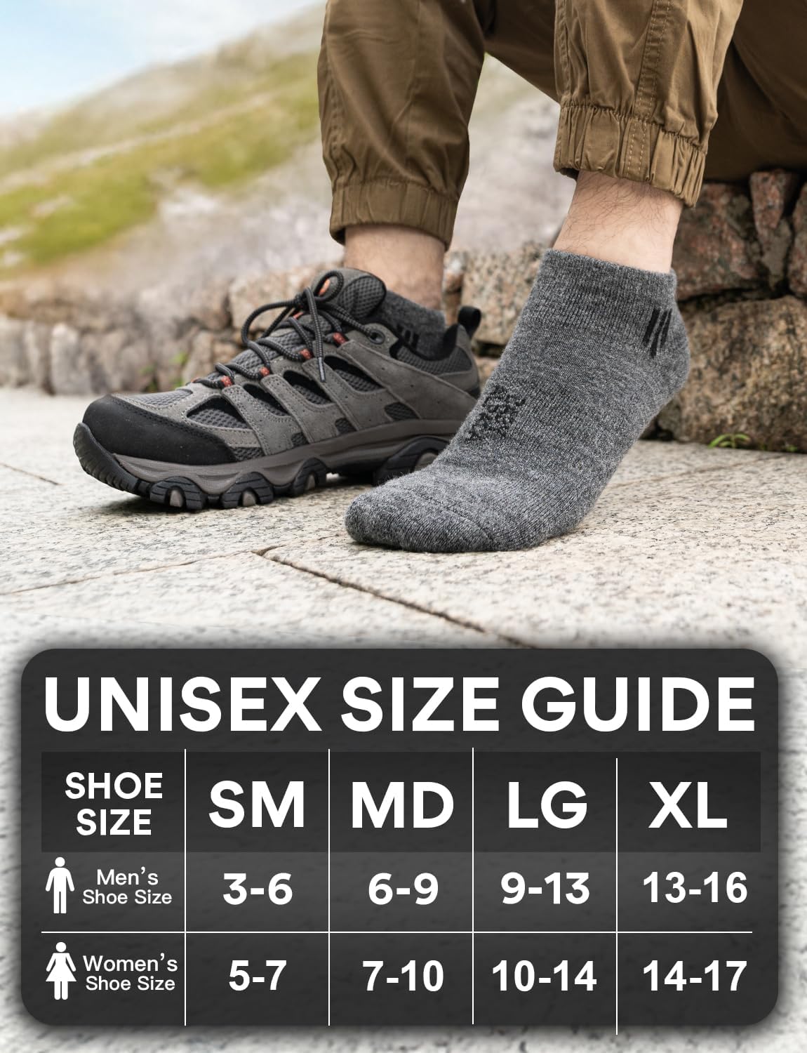 Alpaca Wool Ankle Socks Midweight Hiking Socks Work & Outdoors Moisture Wicking Anti-Blister Padded Breathable Merino - Image 3