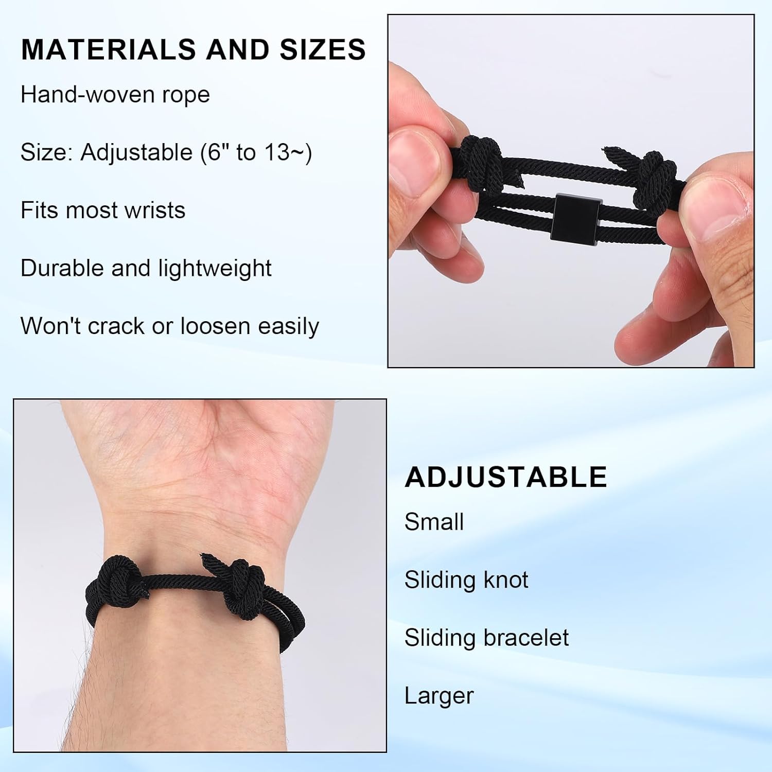 Cross Bracelet, Adjustable Handmade Men Baptism Cross Braided Rope Bracelet with Sliding Knot Inspirational Religious Jesus Christian Gift - Image 5