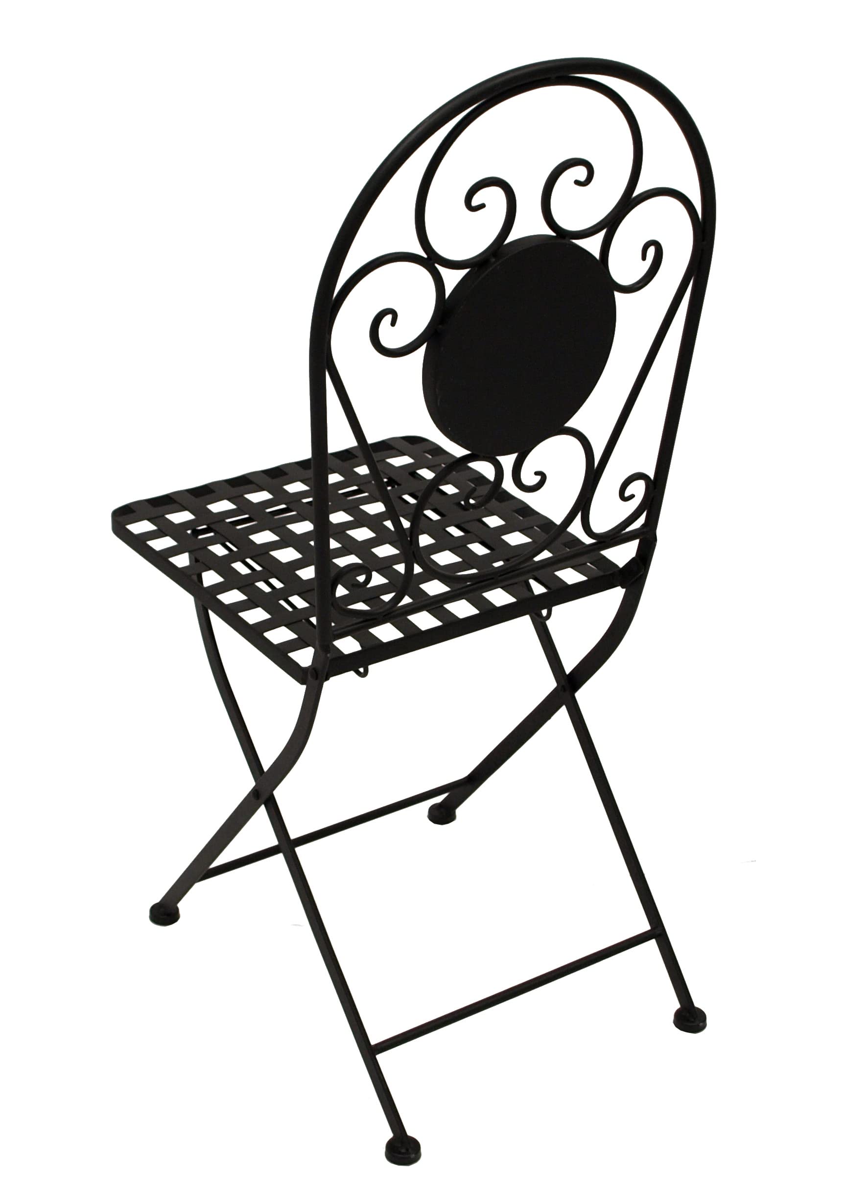 DEGAMO Balkonset Siena 3-teilig, 2X Klappstuhl und 1x Tisch 45x90cm halbrund, Eisen schwarz mit Mosaik Dekor grau/Weiss, mit Polstern grau