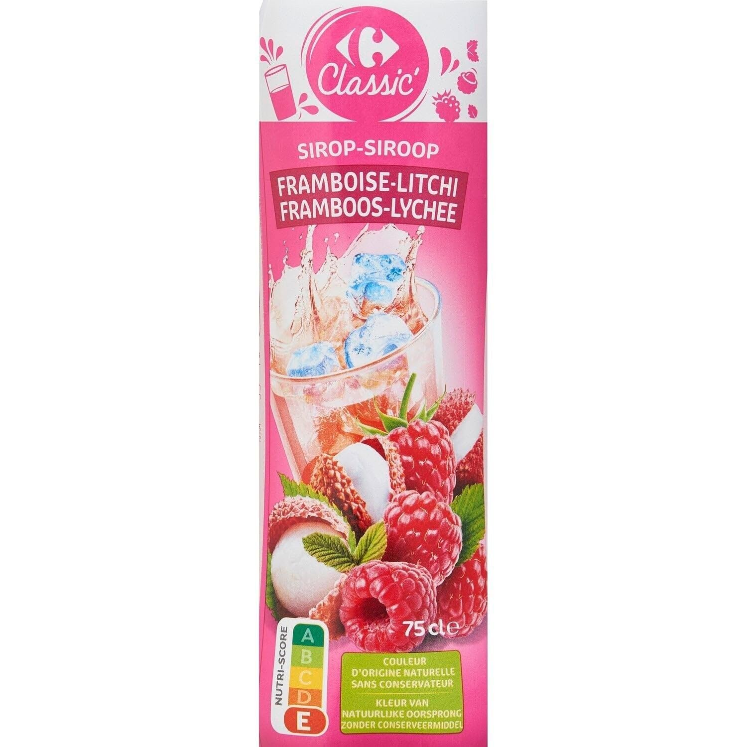 Créez des boissons gourmandes en un instant avec CARREFOUR CLASSIC' Sirop Framboise Litchi, 75cL - Lot de 3