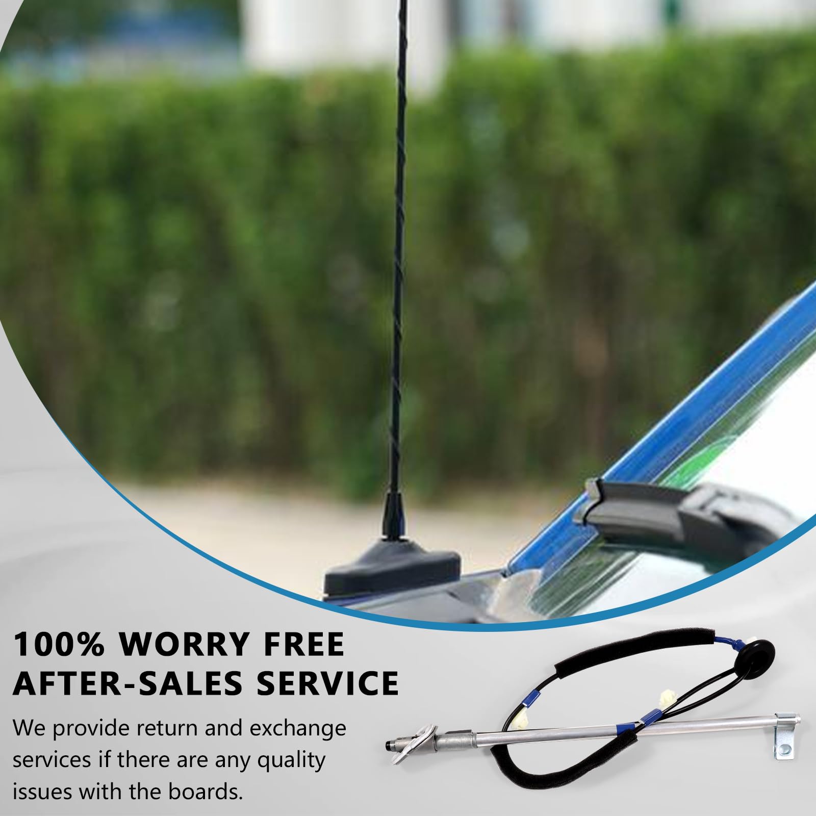 Complete Manual Antenna Repair Kit For 2005-2015 Toyota Tacoma - Includes Base, Cover, Nut, Mast (Replaces OEM 86300-04070)