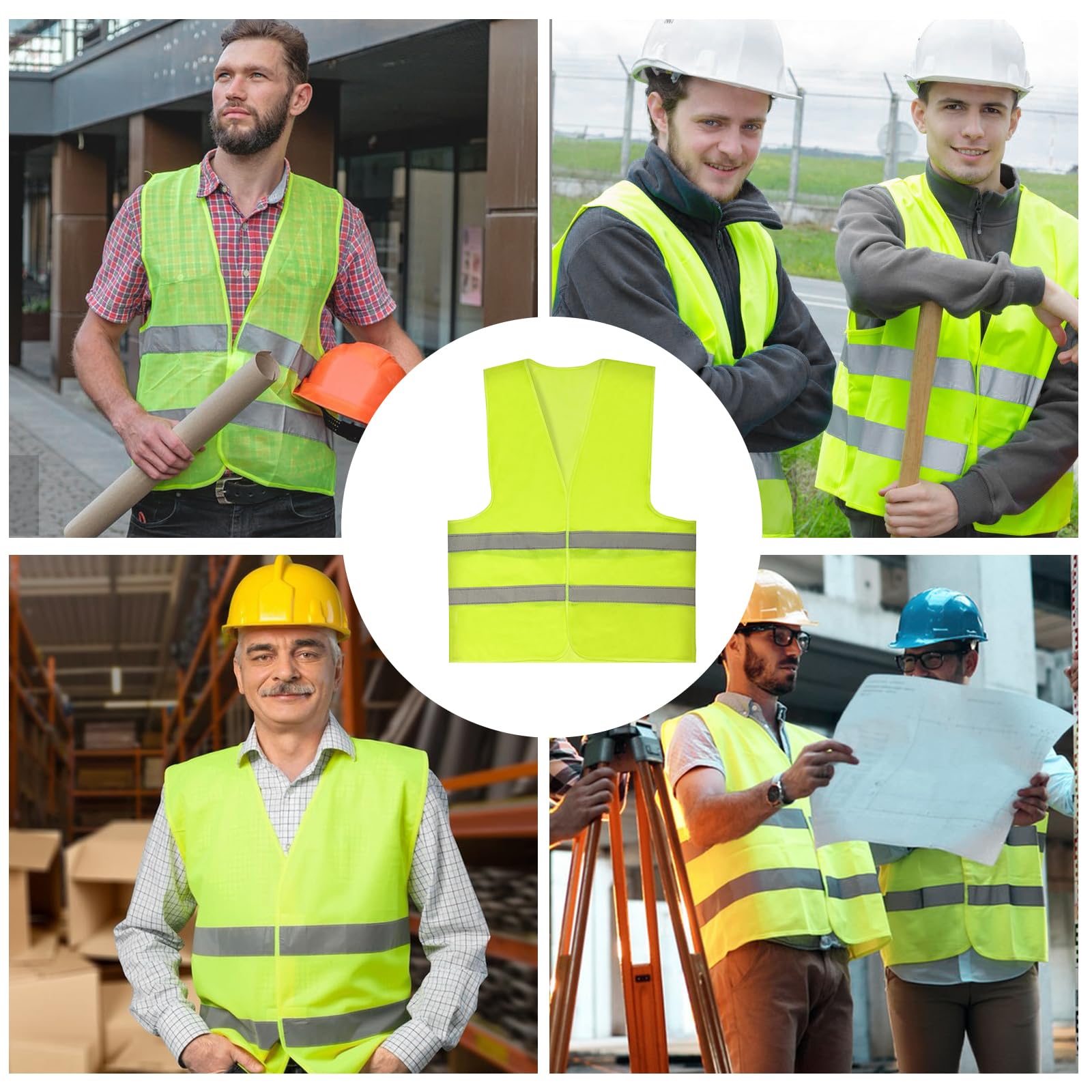 5 Gilet Alta Visibilità - Giubbotti Riflettenti Per Auto, Lavoratori, Ciclisti - Giallo Fluorescente - Foto 13