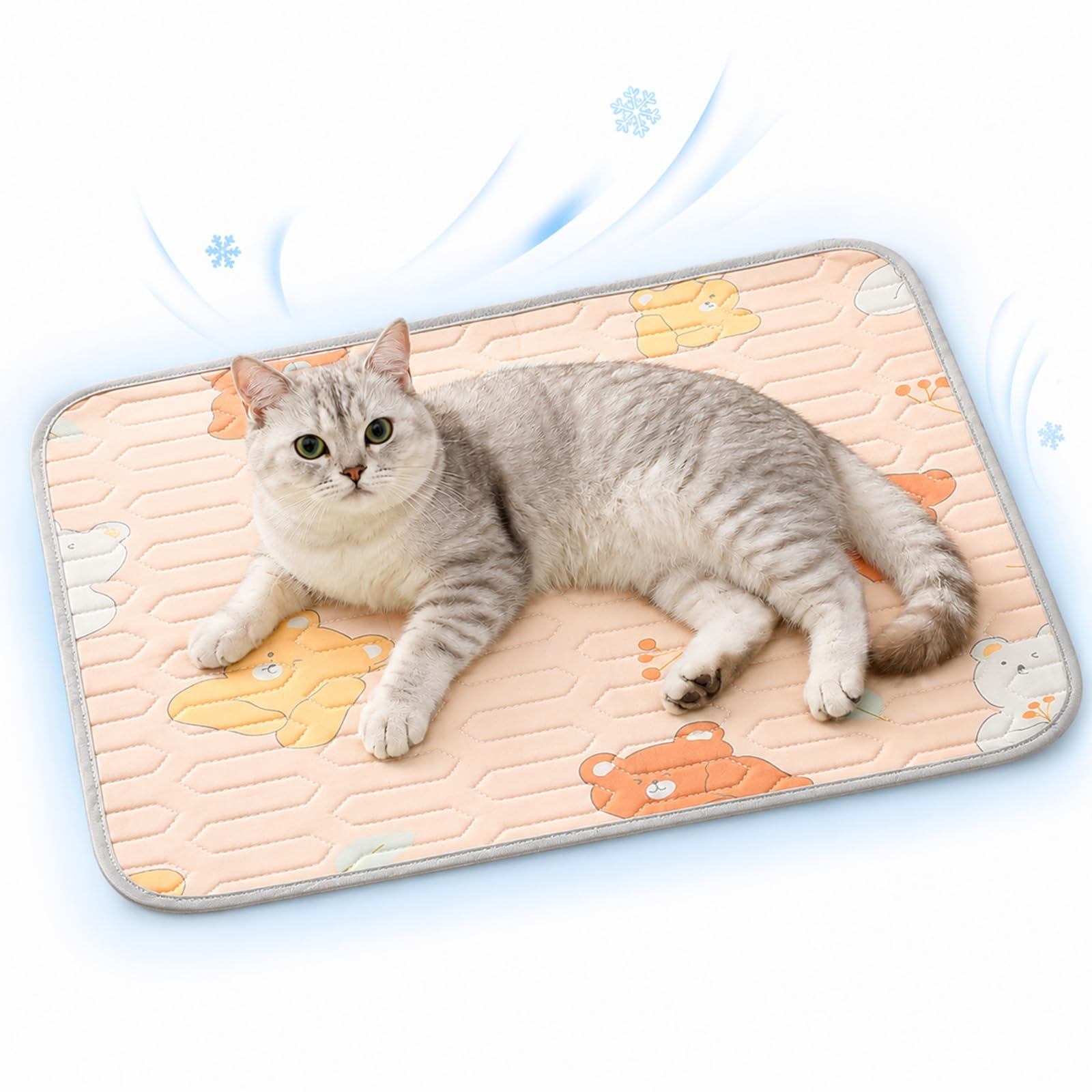 Dog Cooling Mat & Cat Cooling Mat, Ice Silk Latex Pet Pad, Bear, 50 x 40 cm