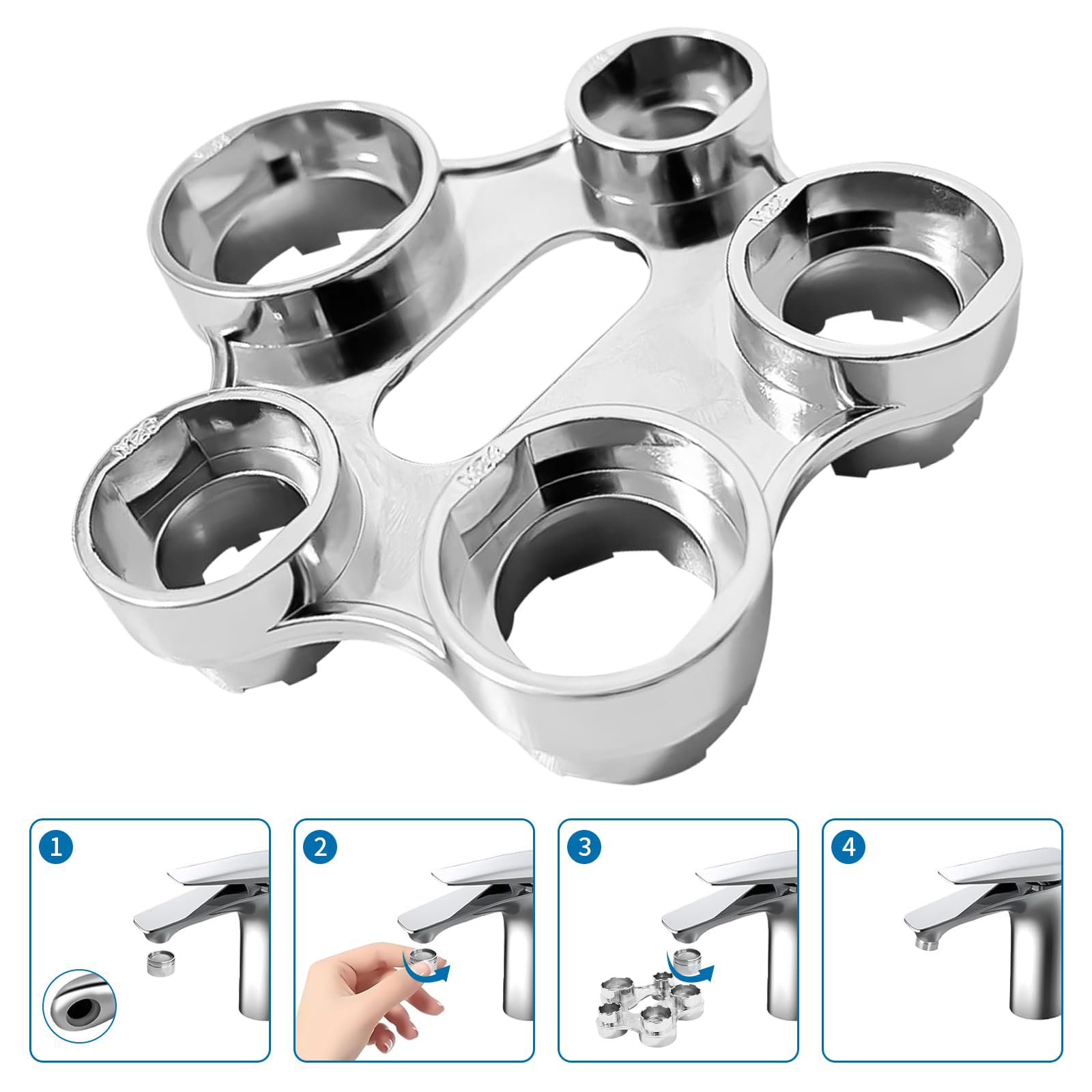 Efficient Water Flow Adjusting Tool, 10 in 1 Faucet Aerator Removal Tool, Multi-Use Faucet Aerator Key - Image 4