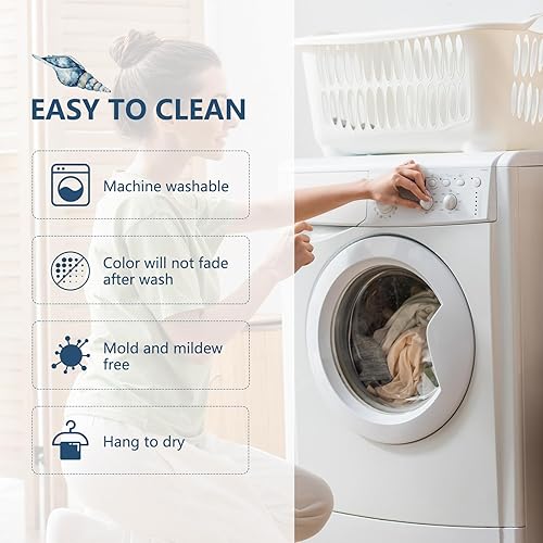 Miniatura 9 de MEHOFOND Alfombras náuticas de baño de 20 x 32 pulgadas, alfombra de baño antideslizante con estrellas de mar y océano, alfombra de baño de playa