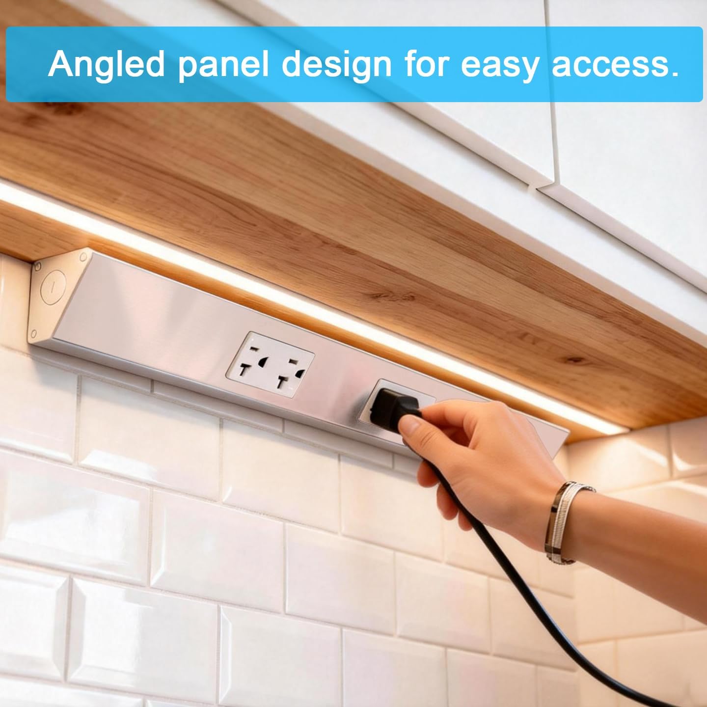 Hardwired Power Strip with 4 Tamper Resistant Outlets and 2 Type A USB, White (1.5 Foot)