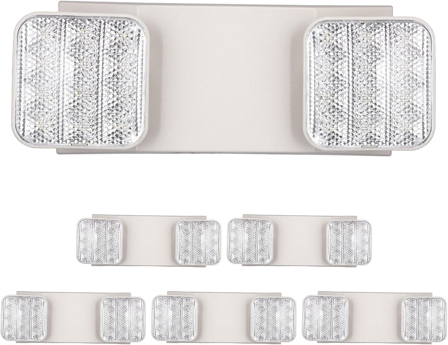 TORCHSTAR LED Emergency Lights, Emergency Lighting with Battery Backup, Dual Heads Adjustable, Lighting Fixtures for Home Power Failure, UL & FCC Listed, AC 120/277V, White, Pack of 6