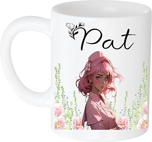 Miniatura 1 de Taza de café con nombre de enfermera Pat, taza de café personalizada para enfermera, Dalia, regalo de graduación, taza personalizada para médico,