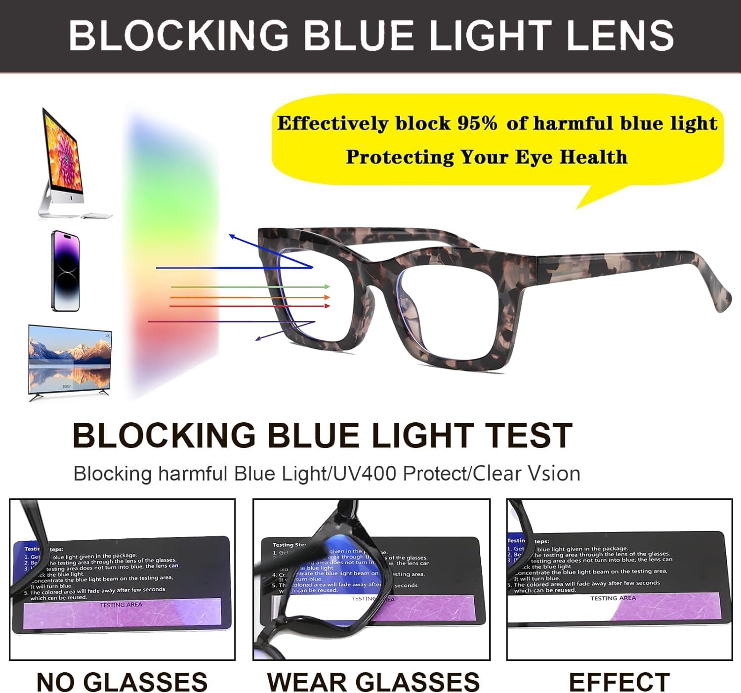 Hubeye Oprah Style Readers for Women Stylis Style Reading Glasses with Blue Light Blocking and Spring Hinge - Image 5