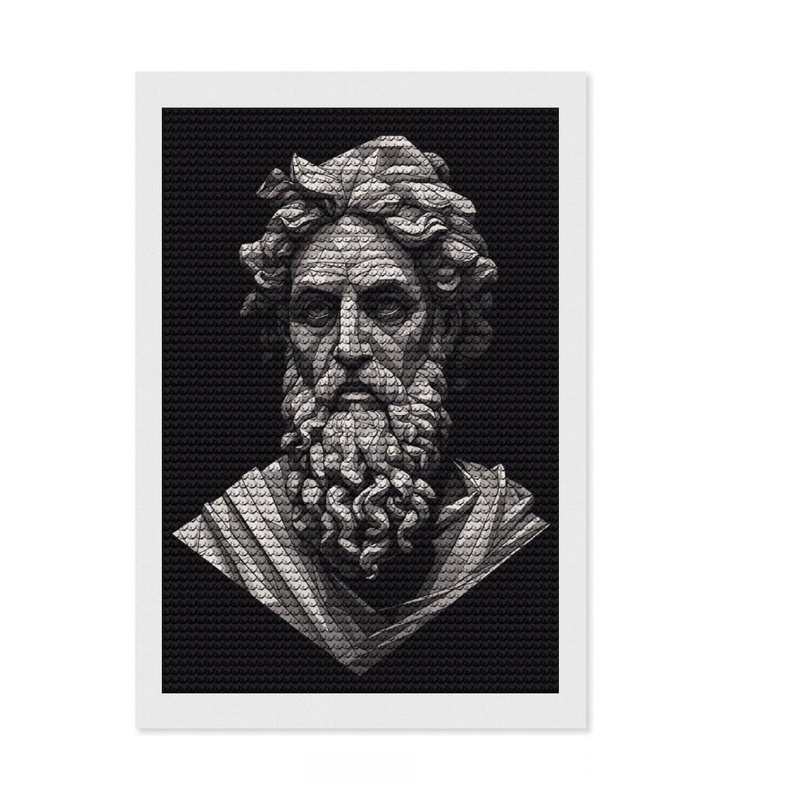 Junmoney Pythagoras Portrait Diamond Painting Kit 8"x12", Holiday Gift Idea, for Beginners, Adhesive Canvas, Bedroom Decor, Stress Relief Craft