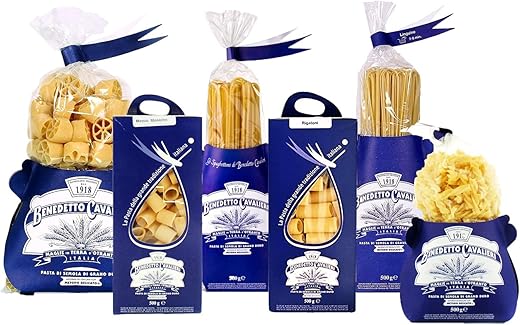 BOX DEGUSTAZIONE LU SOLE PASTA CAVALIERI SPAGHETTONI - RUOTE PAZZE - RIGATONI - MEZZE MANICHE - LINGUINE - FUSILLI PASTA DI SEMOLA DI GRANO DURO - PRODOTTO ARTIGIANALE MADE IN SALENTO (6 X 500gr)