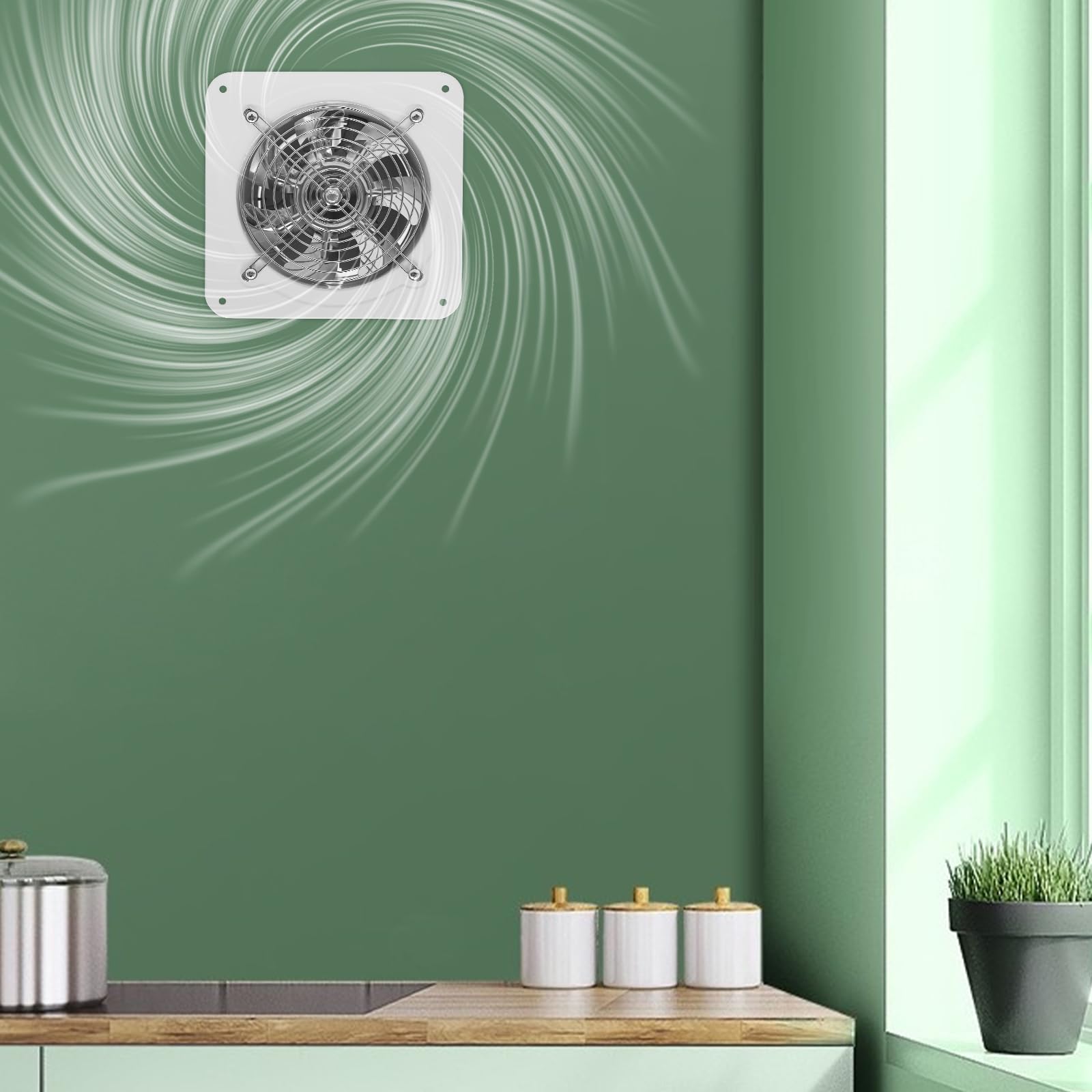 Ventilador de extracción, 650 m³/h, ventilador industrial axial, ventilador para entrada de aire de pared, ventana, 6 pulgadas, 220 V, multiusos con válvula antirretorno, para cocina, baño