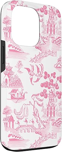 Miniatura 3 de Funda para iPhone 13 Pro Preppy Pink Willow Pattern Chinoiserie Toile