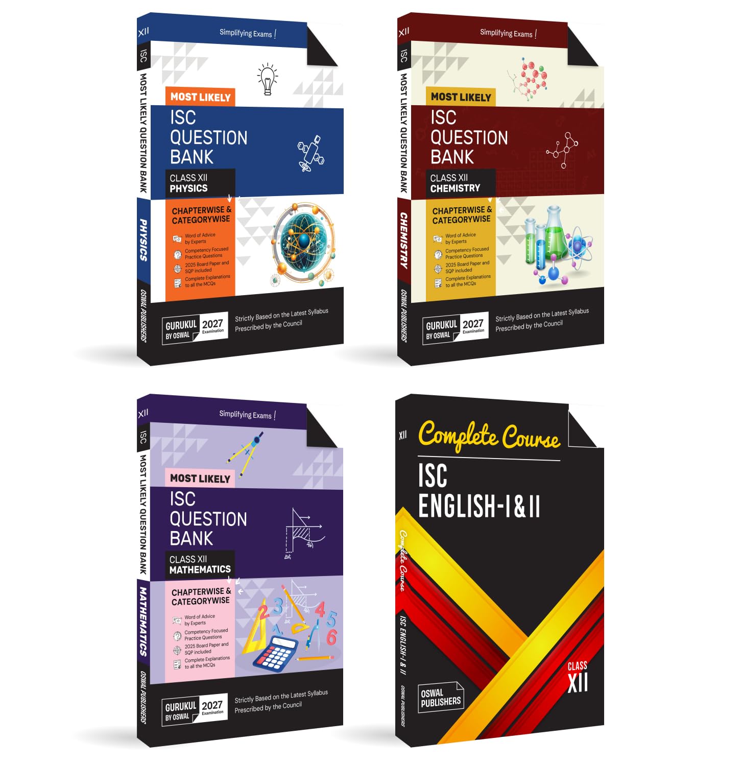 Gurukul by Oswal ISC Class 12 PCM Question Bank Bundle (4 Pack of 4 - Image 1