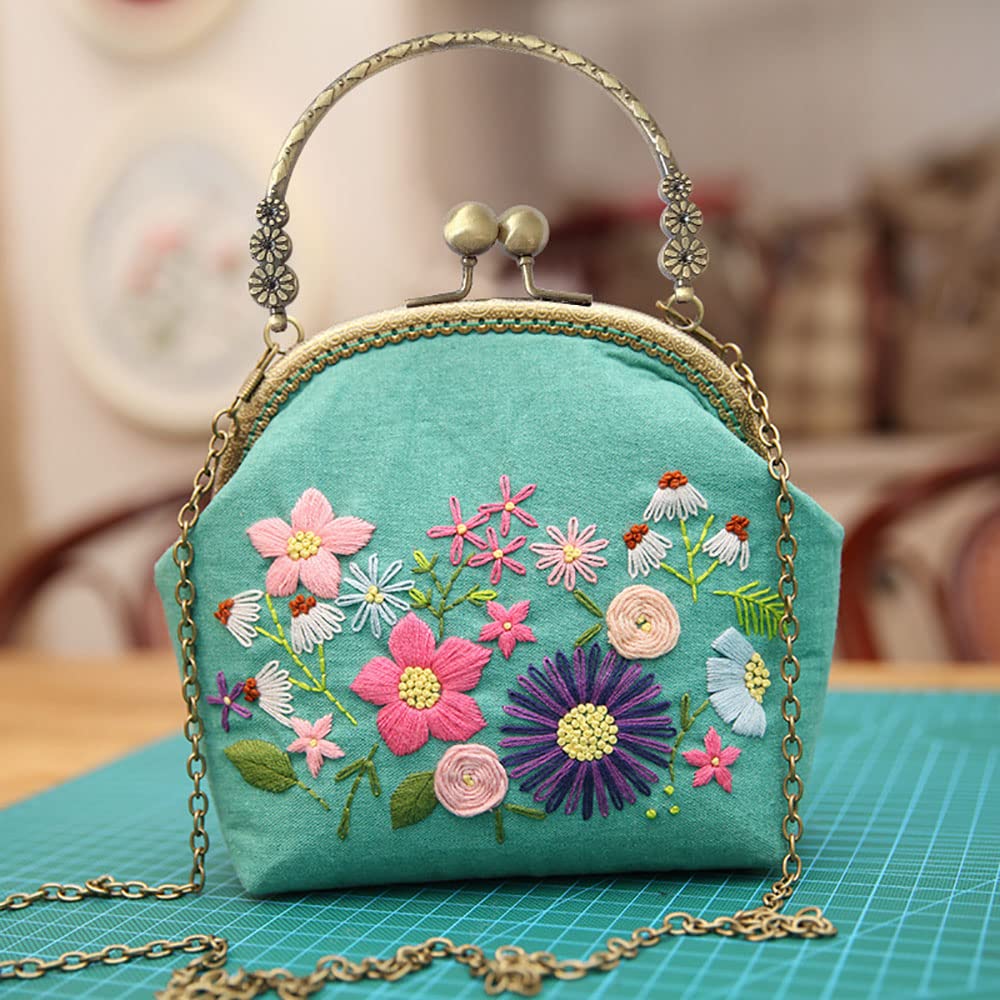 Gogobear Łatwy haft DIY torby torebka portfel torebka ręcznie haftowana torebka crossbody wiosenne kwiaty