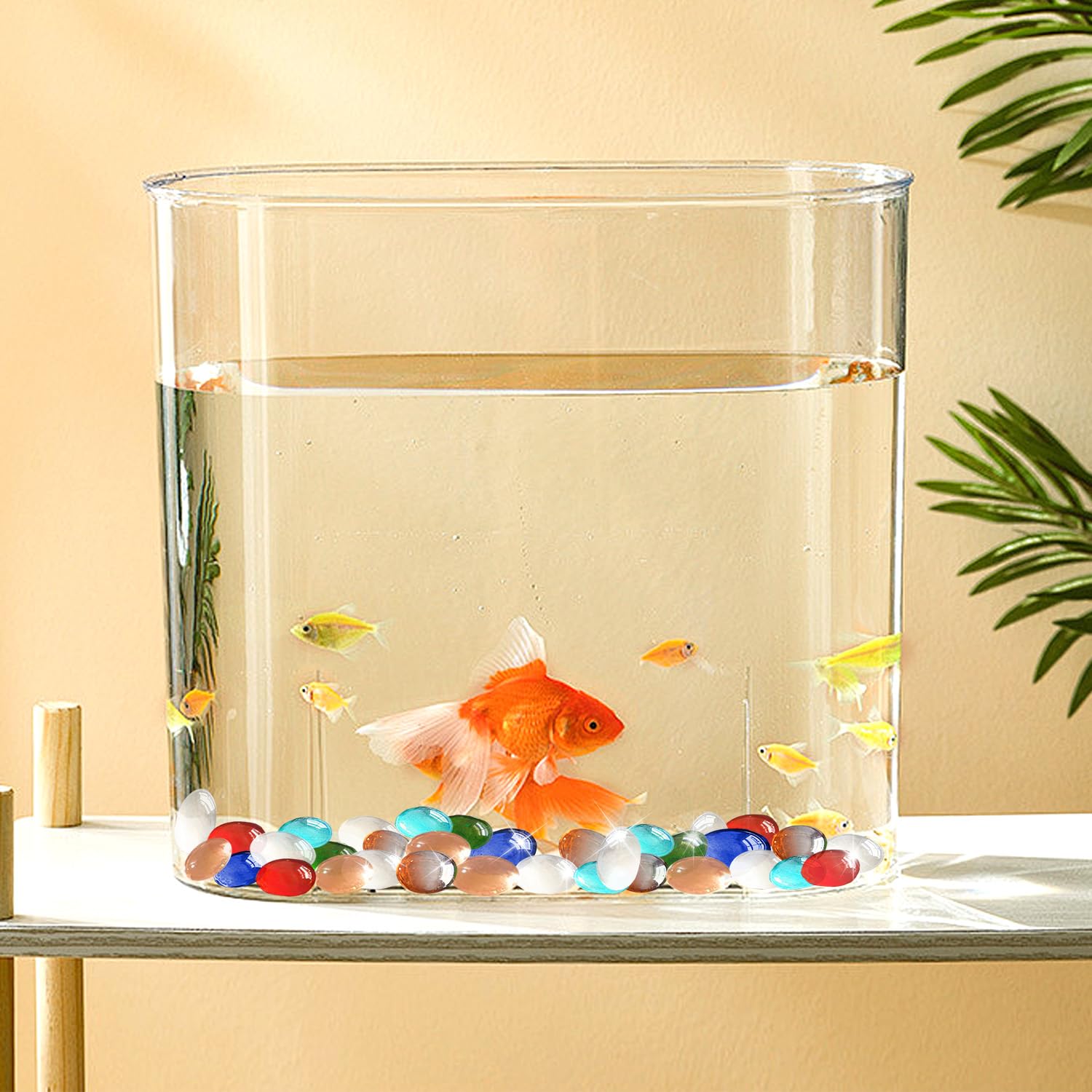 Glass Pebbles 900g (about 205pcs) Round Decorative Stones Coloured Vase Bead Seven Colors Flat Stones about 17-20mm of Diameter Glass Gems for Vases Aquarium - Image 4