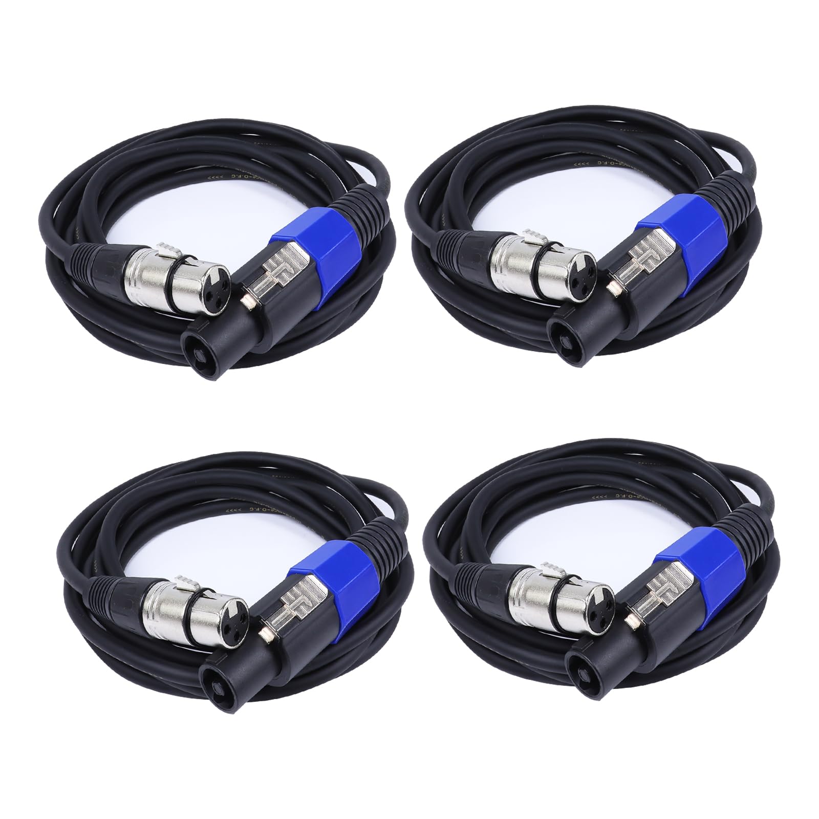 Paquete de 4 cables Speakon a XLR de 10 pies, cables de micrófono SpeakON macho a XLR hembra de 3 pines, conector de bloqueo giratorio NL4FC a cable de extensión de altavoz XLRF para PA,