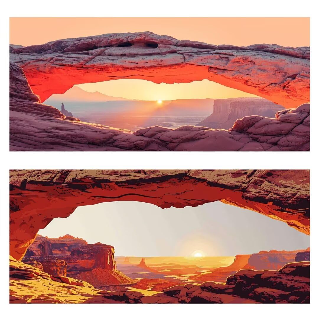 2 Pezzi Tramonto Pittura Diamante, 5D Diamond Painting roccia, 40x90cm Diamond Painting Grandi Dimensioni, Strass Ricamo a Punto Croce Kit Diamond Painting per Decorazioni Natalizie Casa e Regalo C-9
