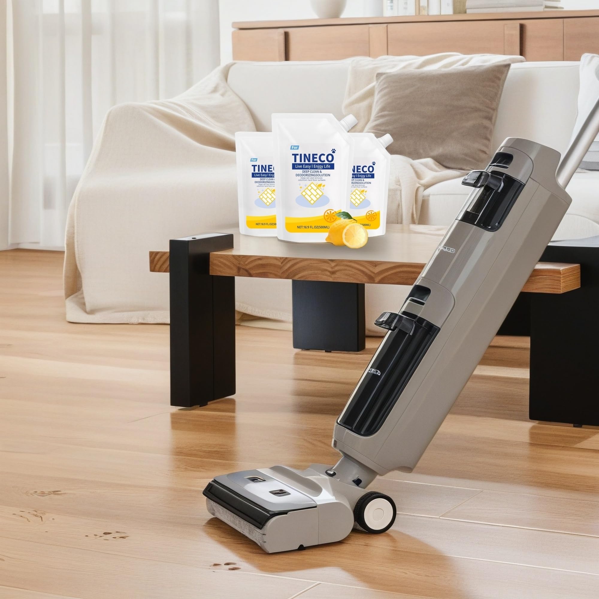 Detergente per pavimenti, 500 ml, confezione da 3 flaconi, compatibile con Tineco iFloor 2/3 Breeze, FLOOR ONE S3/S5/S5 Pro 2/S6/S7 Pro – Detergente deodorante al profumo di limone