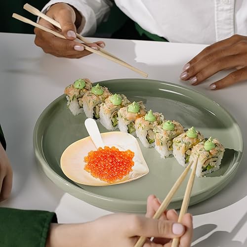 Miniatura 4 de Tofficu Plato y cuchara de cáscara plato reutilizable de 10X10CM, acabado natural, lavado a mano, para aperitivo, postre, joyería, 2 piezas, color