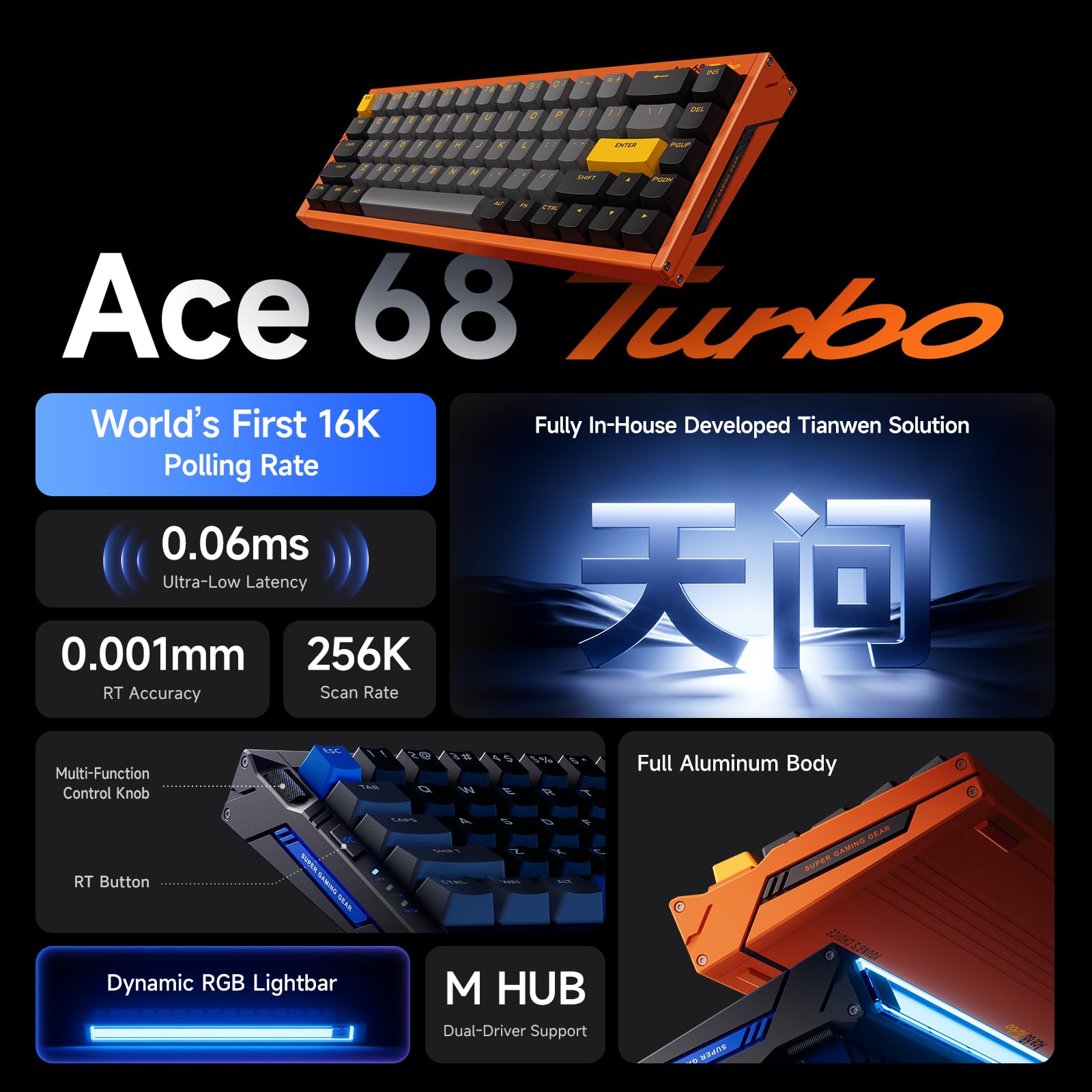 MCHOSE Ace68 Turbo HE Teclado 8000Hz Rapid Trigger, Rosa