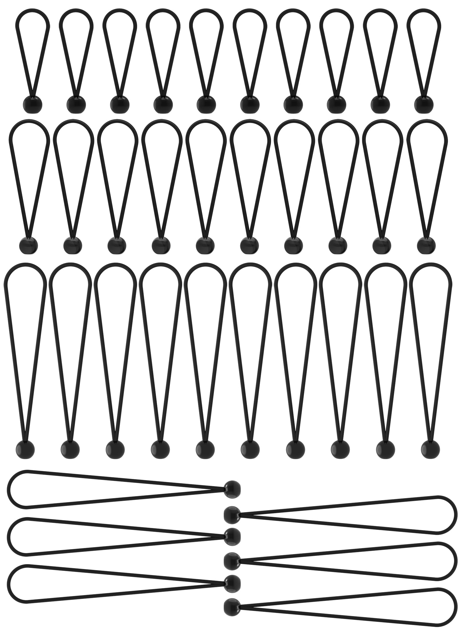 Joneaz Ball Bungee Cords 36 Pcs Set, Assorted Sizes of 4", 6", 9" and 12", 5mm Heavy Duty Elastic Cords with 1" Balls, UV Resistant Thai Natural Latex