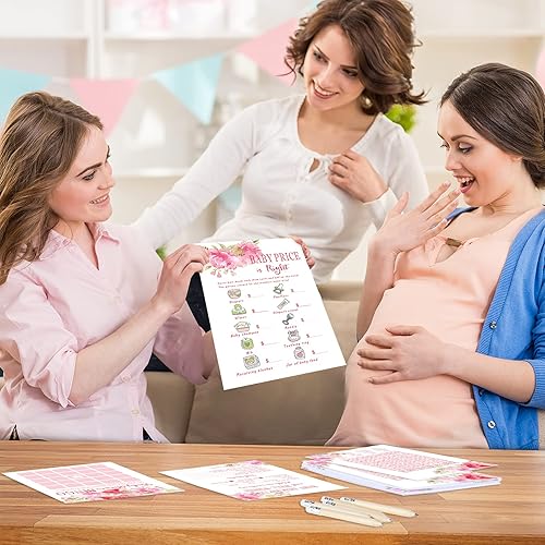 Miniatura 6 de Outus Juego de Baby Shower Floral 5 Juegos 20 Lápices Complementarios Divertidos Juegos de Baby Shower Actividades Incluyen descripciones y deseos