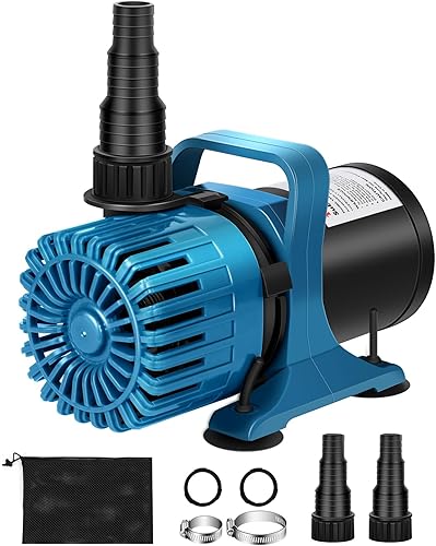 Bomba de estanque de 100 W y 1800 GPH para estanques al aire libre y jardín acuático, bomba de fuente ultra silenciosa con salida ajustable de 180,